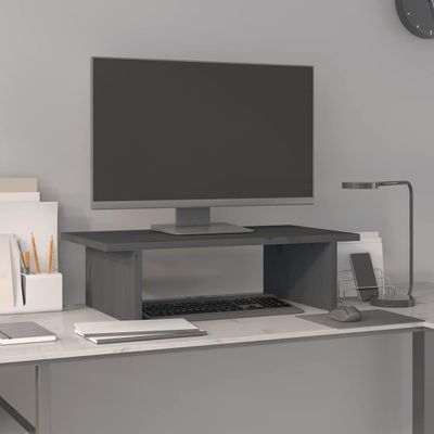 vidaXL Stojan na monitor sivý 50x27x15 cm masívna borovica