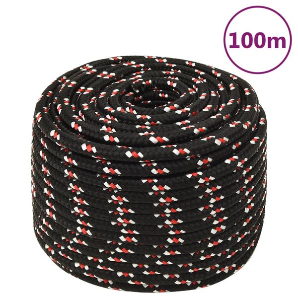 vidaXL Lodné lano čierne 14 mm 100 m polypropylén