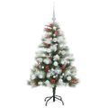 vidaXL Umelý vianočný stromček Zelená a biela 120 cm PVC, kov a plast