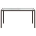 vidaXL Záhradný stôl 150x90x75 cm tvrdené sklo a polyratan hnedý