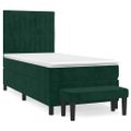 vidaXL Posteľný rám boxsping s matracom tmavozelený 100x200 cm zamat