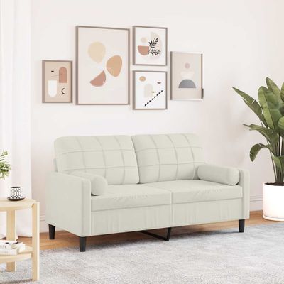 vidaXL 2-miestna pohovka s vankúšmi krémová 140 cm zamat