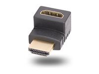 High Speed - HDMI adaptér - HDMI s pinmi (samec) do HDMI so zdierkami (samica) zahnutý nahor - čierna - pasívny, obojsmerný, podpora 4K60Hz