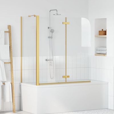 vidaXL Zábrana sprchy Zlatá 120 x 68 x 130 cm ESG sklo a hliník