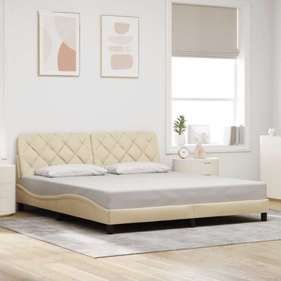 vidaXL Rám postele bez matraca krémová 180x200 cm látka