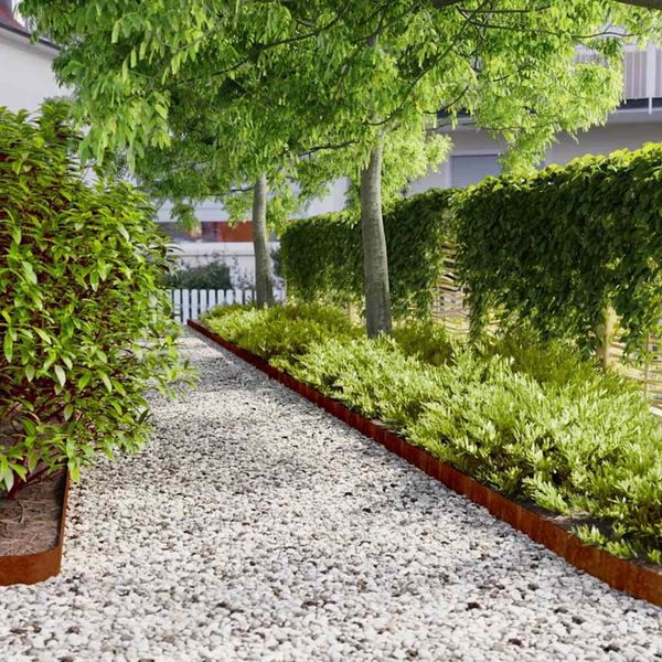 vidaXL Obruby na trávnik 50 ks 10x103 cm pružná korténová oceľ