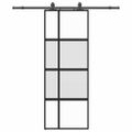 vidaXL Posuvné dvere s kovaním čierne 76x205 cm tvrdené sklo