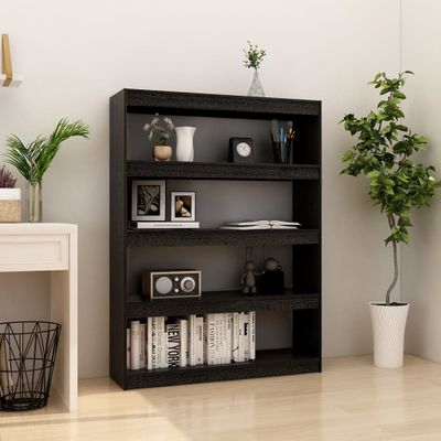 vidaXL Knižnica/deliaca stena čierna 100x30x135,5 cm masívna borovica