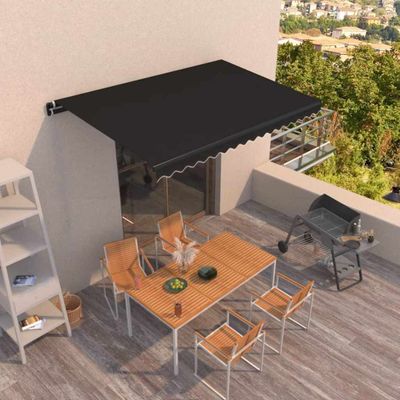vidaXL Ručne zaťahovacia markíza 450x350 cm antracitová
