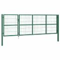 vidaXL Záhradná brána so stĺpikmi 350x120 cm oceľovo zelená