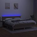 vidaXL Posteľ boxsping s matracom a LED sivohnedá 180x200 cm látka