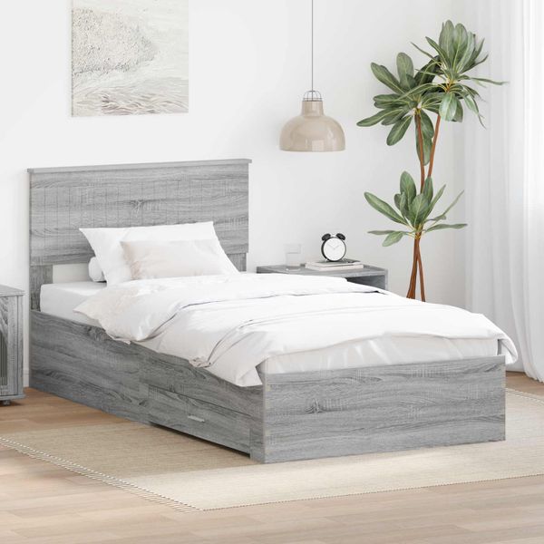 vidaXL Rám postele Sivý Sonoma 100 x 200 cm Kompozitné drevo