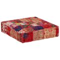 vidaXL Patchwork taburetka červená 50x50x12 cm bavlnená štvorcová ručne vyrobená