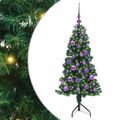 vidaXL Rohový umelý vianočný strom s 150 LED-i Zelená 120 cm PVC a kov