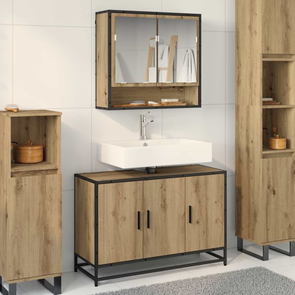 vidaXL Sada kúpeľňového nábytku 2 pcs Remeselný dub Kompozitné drevo