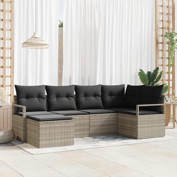 vidaXL Sada pohoviek 6 pcs Svetlosivá polyratan