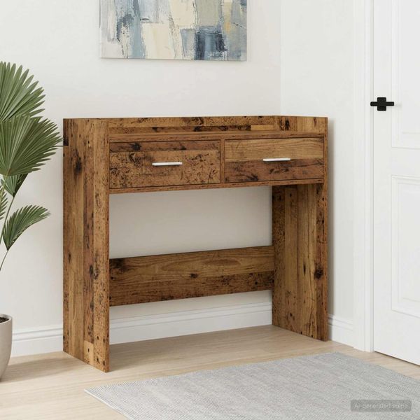 vidaXL Konzolový stôl Staré drevo 90 x 35 x 80 cm Kompozitné drevo
