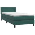 vidaXL Posteľný rám boxsping s matracom tmavozelený 100x210 cm zamat