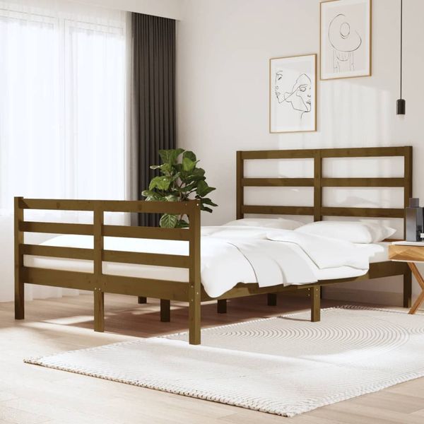 vidaXL Posteľný rám, medový, borovicový masív 135x190cm dvojlôžko