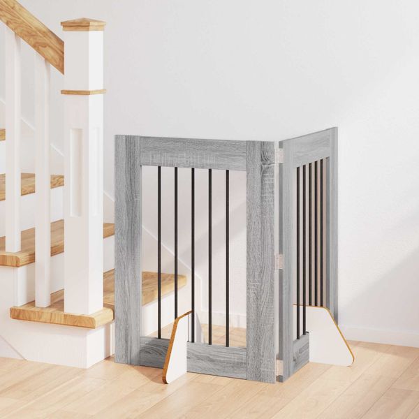 vidaXL Brána pre psov so stojanmi 2 pcs Sivá sonoma 60 x 80 cm