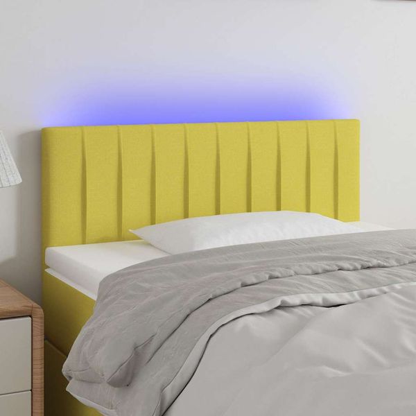 vidaXL Čelo postele s LED zelené 90x5x78/88 cm látka