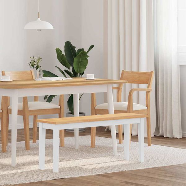 vidaXL Lavica 110 cm Biela masívna guma