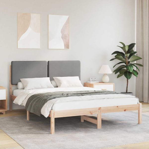 vidaXL Rám postele s čalúneným čelom Svetlosivá 140 x 190 cm
