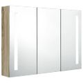 vidaXL LED kúpeľňová zrkadlová skrinka 89x14x62 cm dubová