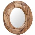 vidaXL Dekoratívne zrkadlo z teakového dreva, 80 cm, okrúhle