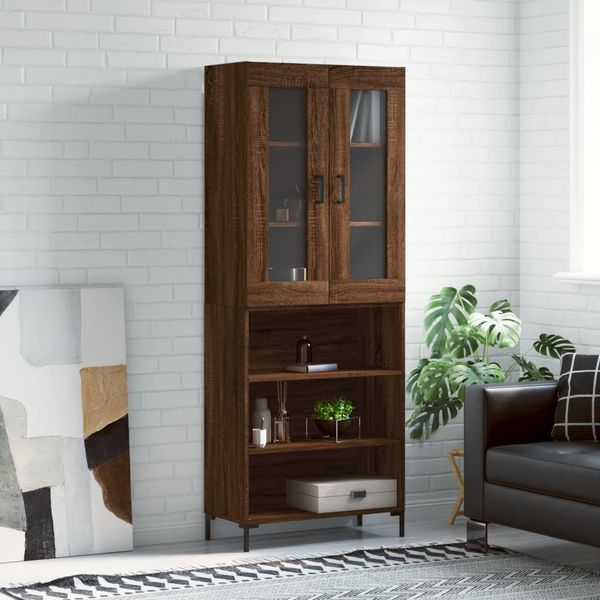 vidaXL Vysoká skrinka hnedý dub 69,5x34x180 cm spracované drevo