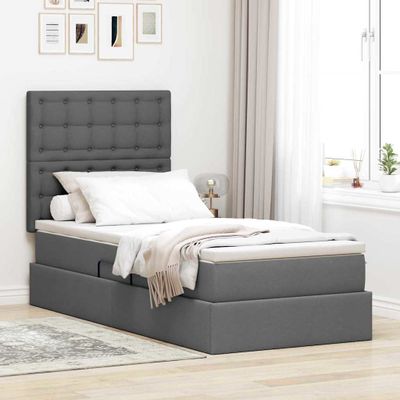 vidaXL Postel s úložným prostorem a matrací Tmavo šedá 90 x 200 cm