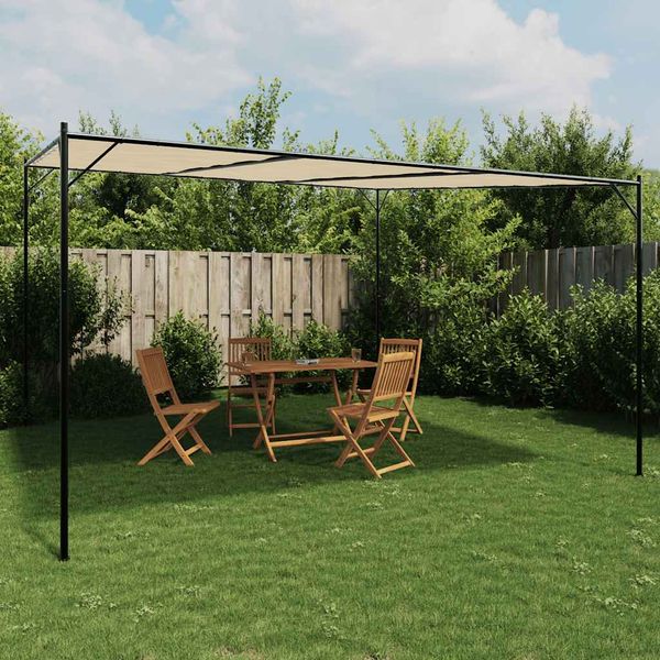 vidaXL Altánok béžový 4x4 m 180 g/m² látka a oceľ