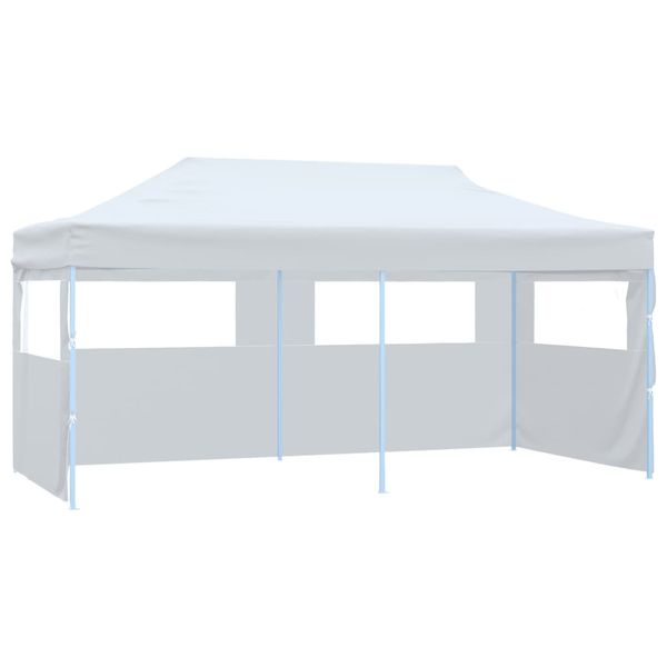 vidaXL Skladací párty stan s bočnými stenami 3x6 m oceľový biely