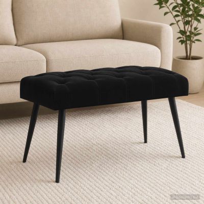 vidaXL Lavica s gombíkovým prešívaním Čierna 80 x 40 x 46 cm Zamat