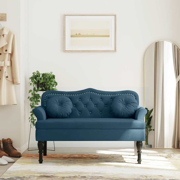 vidaXL Lavica s vankúšmi modrá 120,5x65x75 cm zamat