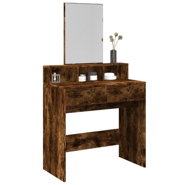 vidaXL Toaletný stolík so zrkadlom dymový dub 80x41x144,5 cm