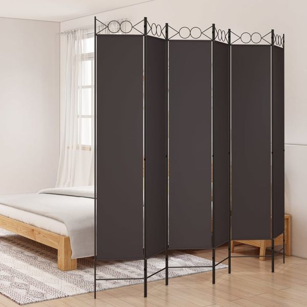 vidaXL 6-panelový paraván hnedý 240x220 cm látkový