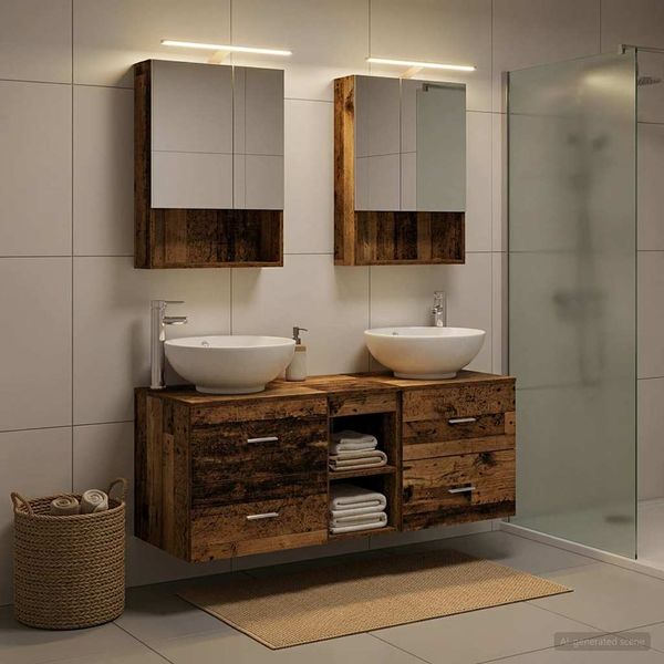 vidaXL Sada kúpeľňového nábytku 5 pcs Staré drevo