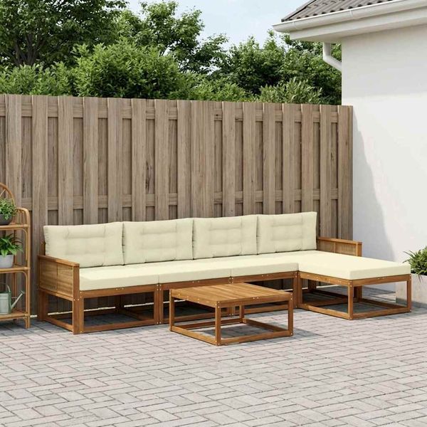 vidaXL Záhradná súprava gaučov s vankúšom 6 pcs Prírodná a krémová