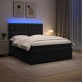 vidaXL LED boxspring posteľ s matracom Čierna 140 x 200 cm Zamat