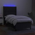 vidaXL Posteľ boxsping s matracom a LED čierna 80x200 cm látka
