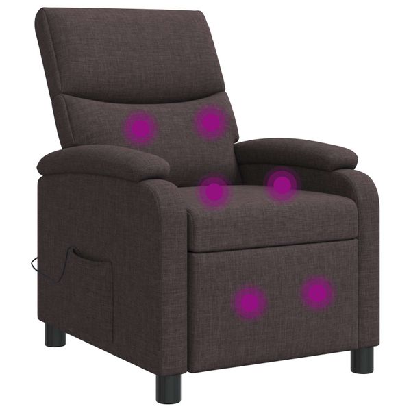 vidaXL Masážne relaxačné kreslo Tmavohnedá Látka