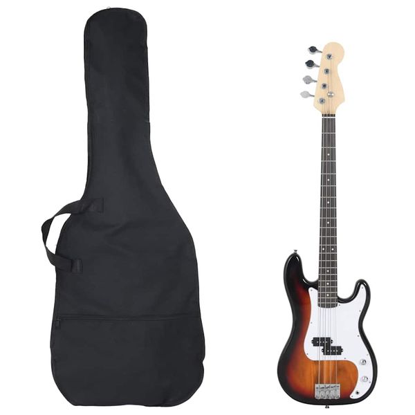 vidaXL Elektr. basgitara pre začiatočníka s taškou hnedo-biela 4/4 46"