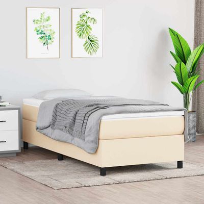 vidaXL Posteľný rám s boxspringom krémová 100x200 cm látka
