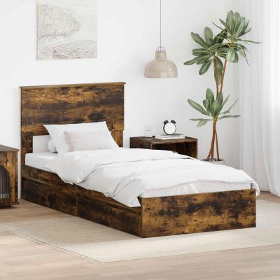 vidaXL Úložná posteľ Dymová dub 100 x 200 cm Kompozitné drevo