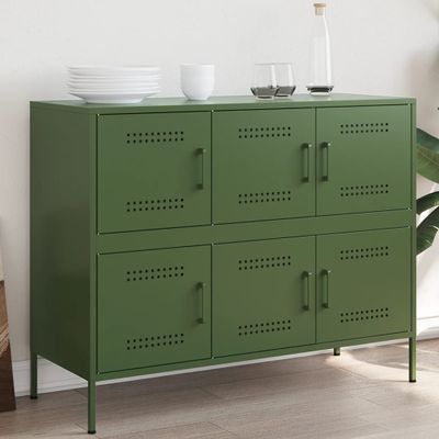 vidaXL Komoda olivovozelená 100,5x39x79 cm oceľ