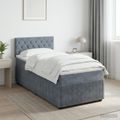 vidaXL Posteľ boxspring s matracom Tmavosivá 90 x 190 cm Zamat