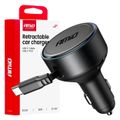 Nabíjačka do auta výsuvná C kábel + USB C port 12/24V 60W AMiO-04368