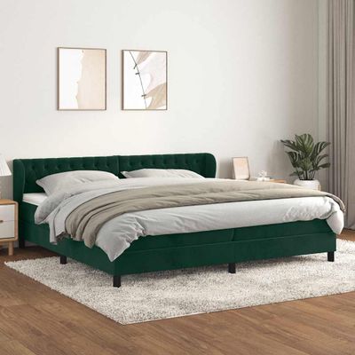 vidaXL Posteľný rám boxsping s matracom tmavozelený 200x200 cm zamat