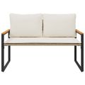 vidaXL lavička Bežová a smotanovo biela 115 x 65 x 72 cm Ratan